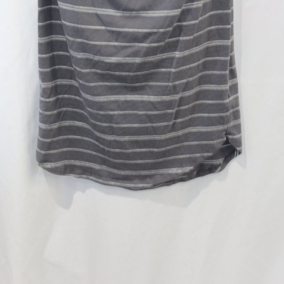 Athleta Grey Striped Side Ruched 3/4 Sleeve Midi Dress - Picture 4 of 9